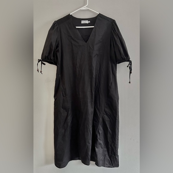 Harshman Los Angeles Dore Black V Neck Puff Sleeve Dress | Size Small - Picture 3 of 10